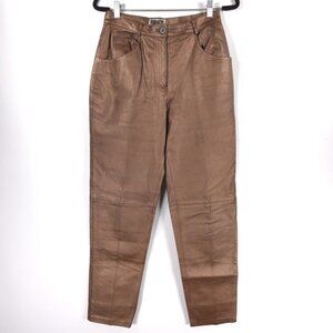 FORENZA 100% LEATHER Soft High‎ Waist Bronze Lined Pants VTG 1-9336-7 Size 8